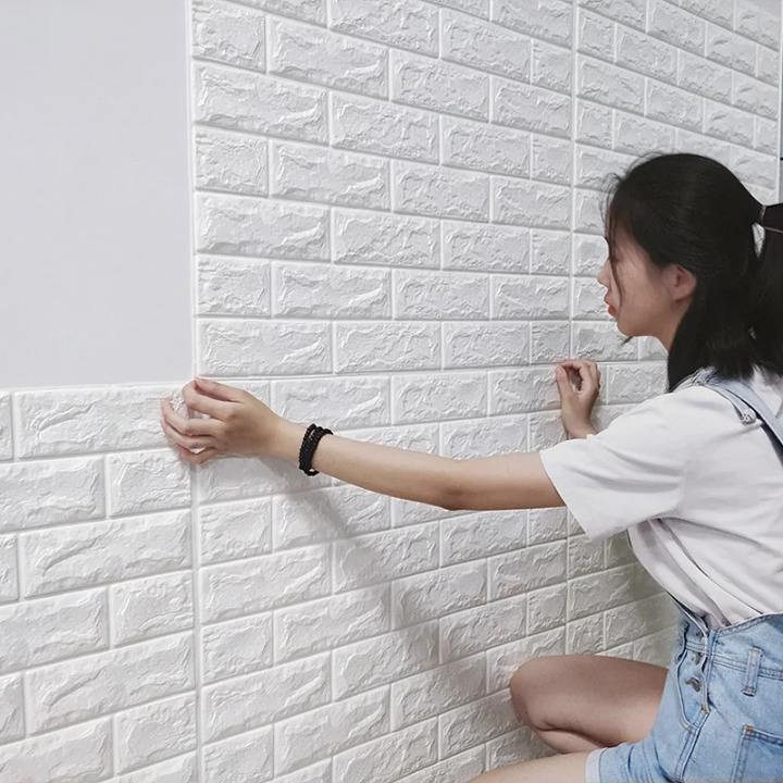 3D Self-Adhesive Tile Brick Wallpaper Waterproof PE Foam Panel 70x77cm