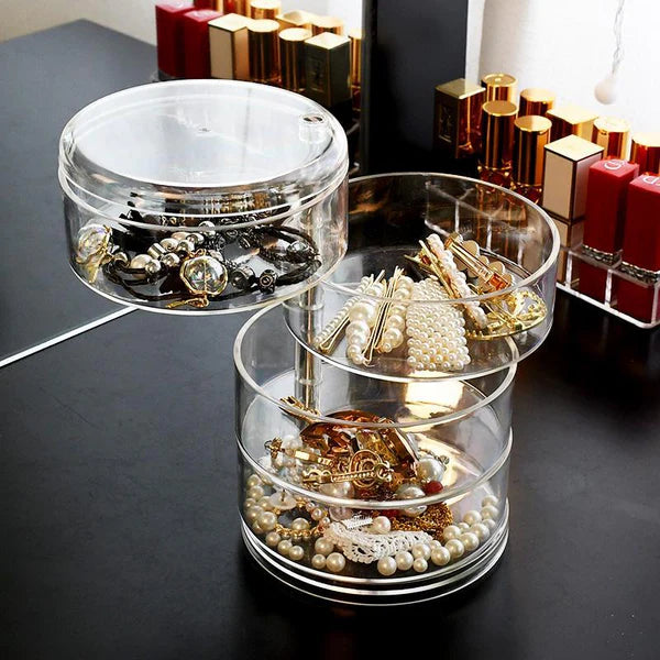 5-Layer Rotating Acrylic Jewelry Organizer with Lid