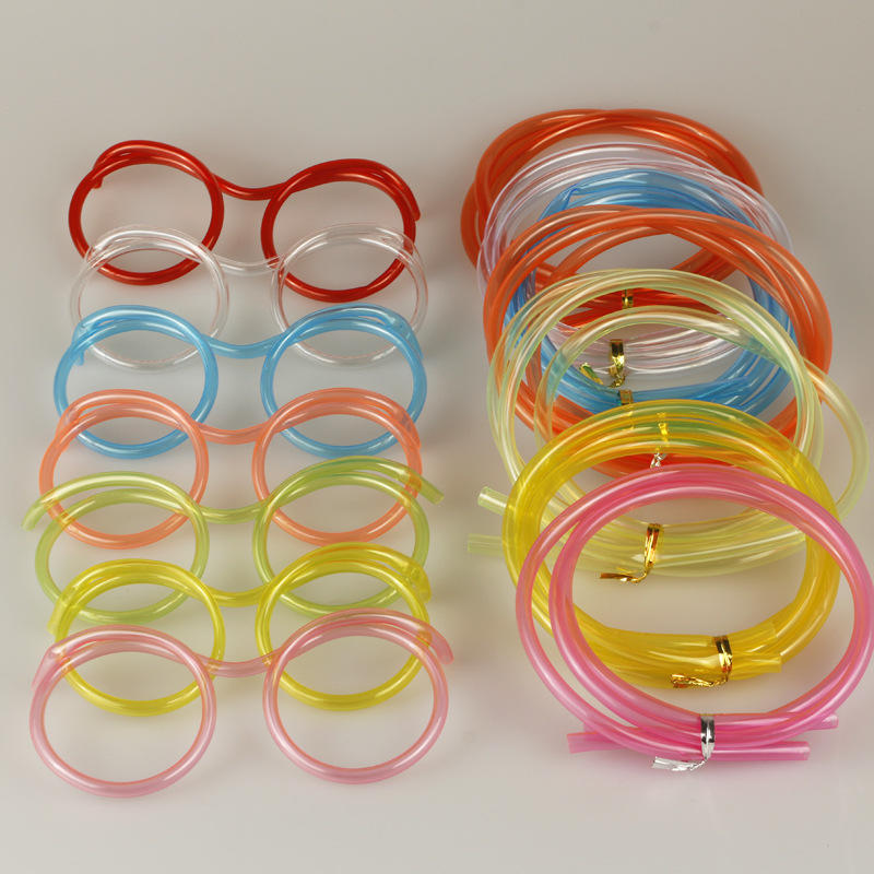 Drinking Eye Glasses Straw For Kids Soft Plastic Straw Funny Glasses - 1Pc