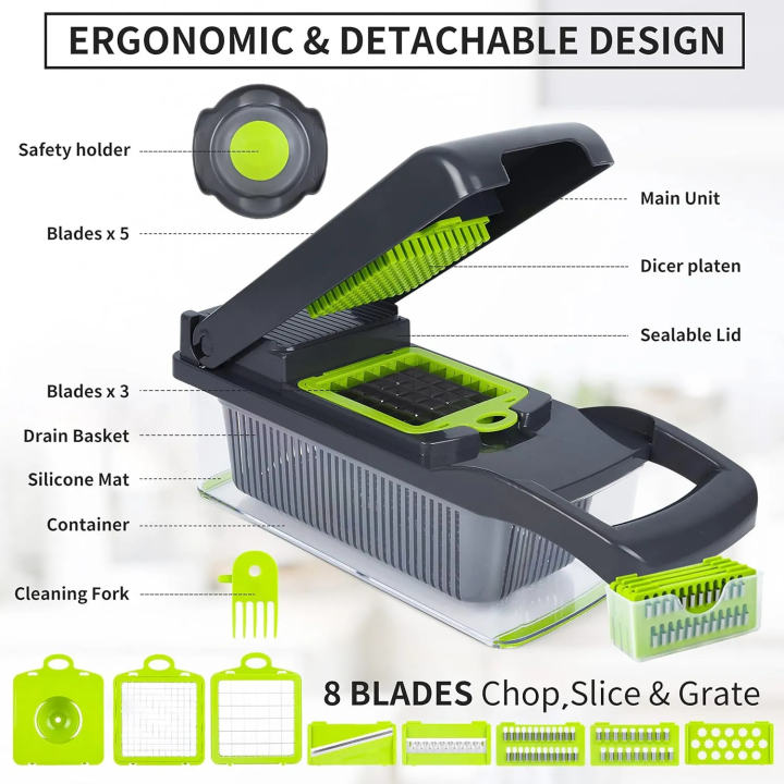 16-in-1 Multifunctional Vegetable Chopper & Slicer Kitchen Tool