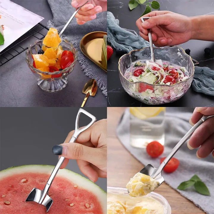 Creative Stainless Steel Shovel Spoons for Dessert & Coffee