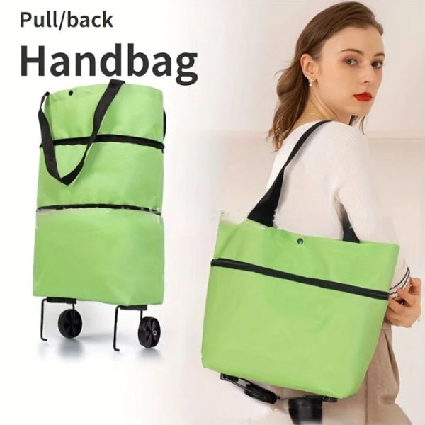 Foldable Shopping Trolley Bag with Wheels – Oxford Cloth