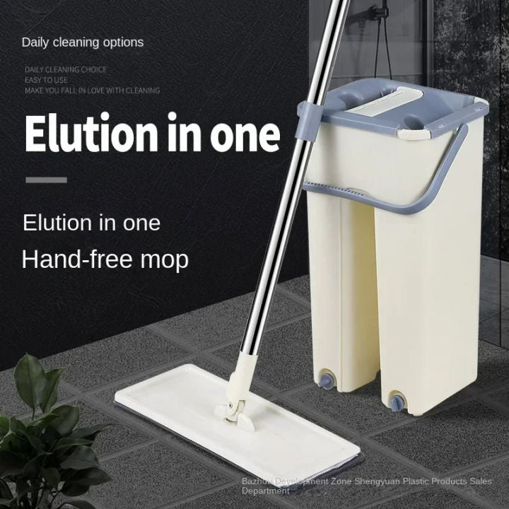 Flat Mop with Bucket and Microfiber Pads