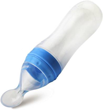Baby Silicone Squeeze Feeding Bottle with Spoon – 90ML Feeder