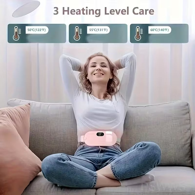 New Period Pain Relief Belt – USB Rechargeable Heating Pad with Vibration for Women