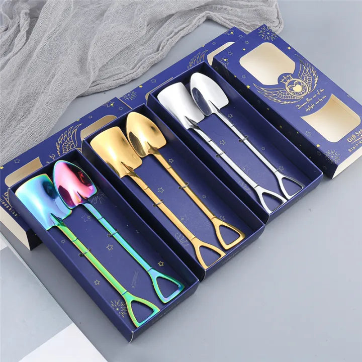 Creative Stainless Steel Shovel Spoons for Dessert & Coffee