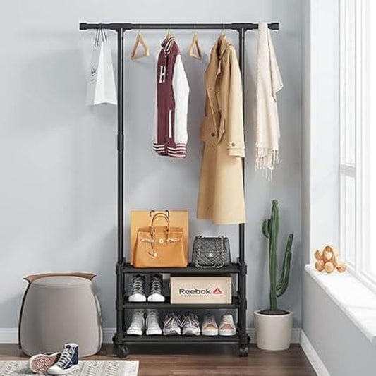 Multifunctional Floor Cloth Rack with Wheels