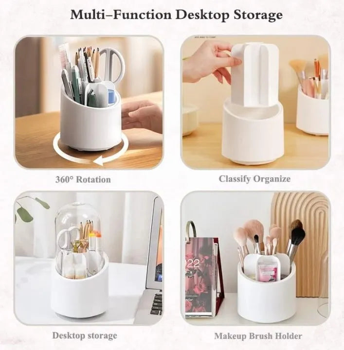360Β° Rotating Transparent Makeup Brush & Jewelry Organizer