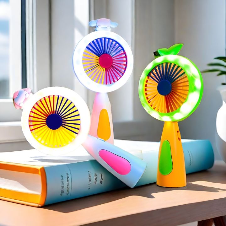 Rechargeable Mini Fan with Colorful Night Light