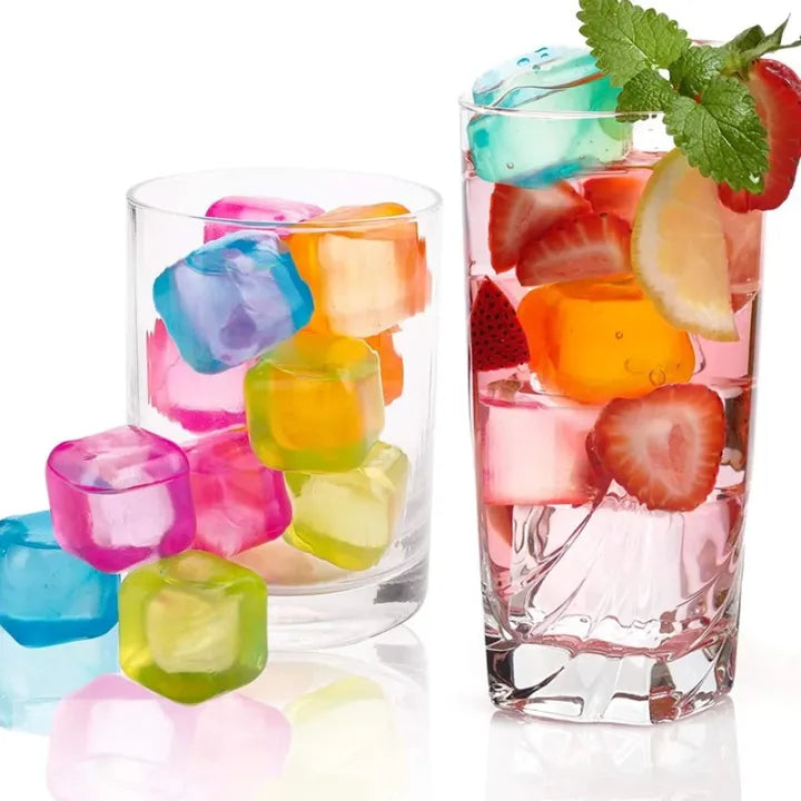 10 Piece Reusable Colorful Plastic Ice Cubes BPA Free Quick Freeze Non Diluting