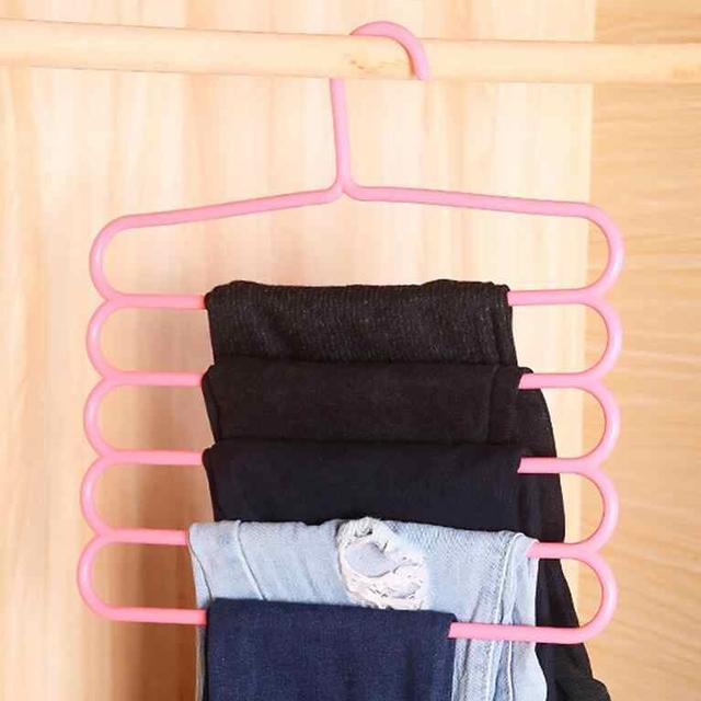 5 Layers Plastic Cloth Hanger Wardrobe Storage Organizer