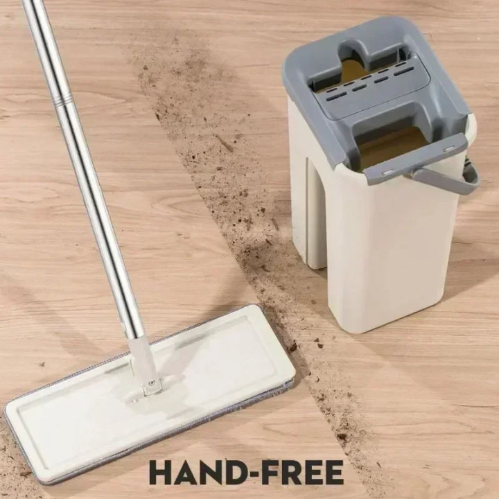 Flat Mop with Bucket and Microfiber Pads