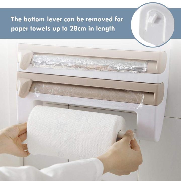 4-in-1 Kitchen Roll Dispenser – Wall-Mounted Cutter & Towel Holder