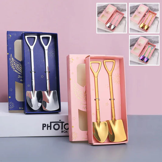 Creative Stainless Steel Shovel Spoons for Dessert & Coffee