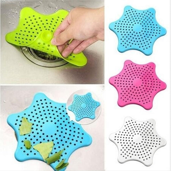 Silicone Star Sink Strainer Bathroom & Kitchen Hair Catcher Sink Filter Drain