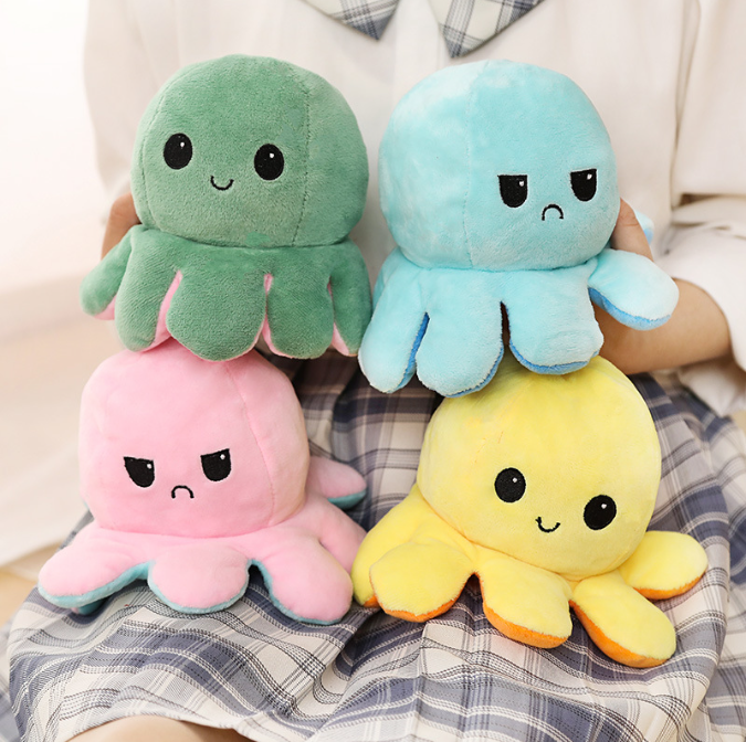Creative Reversible Octopus Plush Toy Soft Stuffed Animal Gift - 1Pc