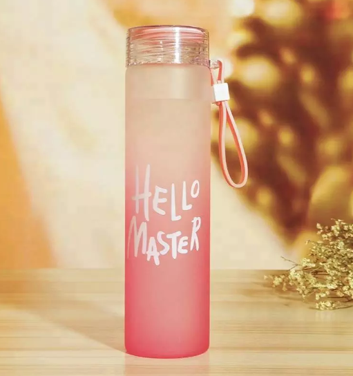 Hello Master Glass Water Bottle With Nylon Sleeve