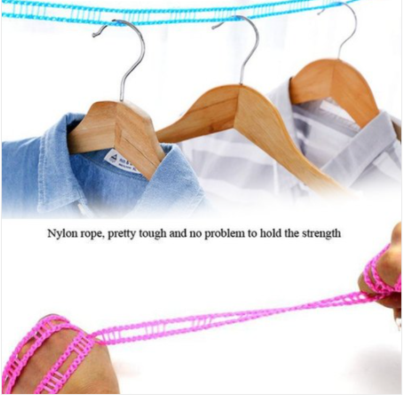 5m Windproof Anti-Slip Clothes Drying Rope with Hooks
