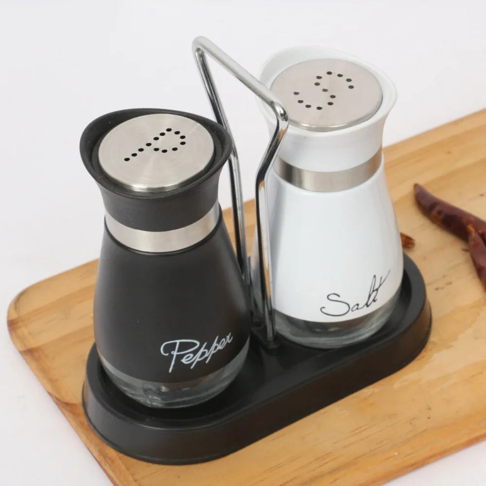 Glass Salt and Pepper Set with Stand