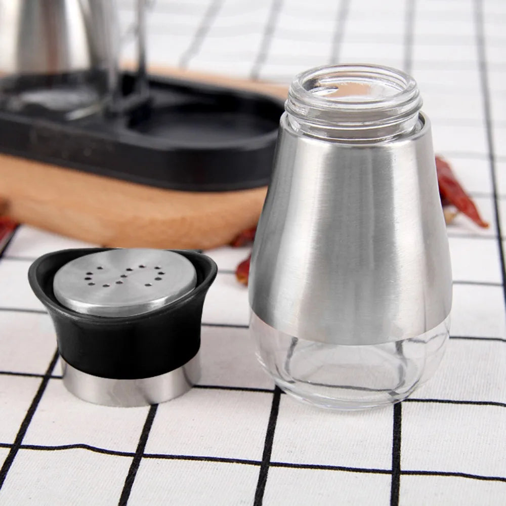 Glass Salt and Pepper Set with Stand