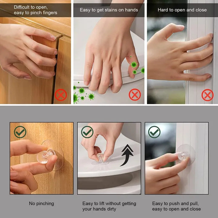 10 Pack Diamond Self Adhesive Cabinet Door Handles Transparent Pull Knobs