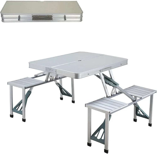 Portable Folding Camping Table Set with 4 Chairs – Aluminum Alloy, Lightweight & Compact