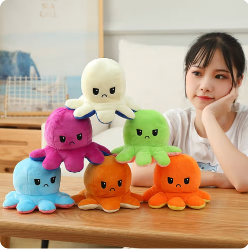 Creative Reversible Octopus Plush Toy Soft Stuffed Animal Gift - 1Pc