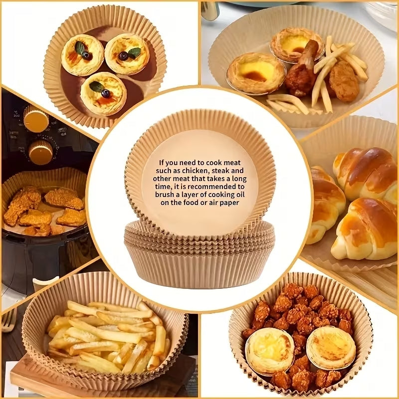 50 Pcs Disposable Air Fryer Liners | Non-Stick Oil Paper Pots for Easy Cleaning & Healthy Cooking