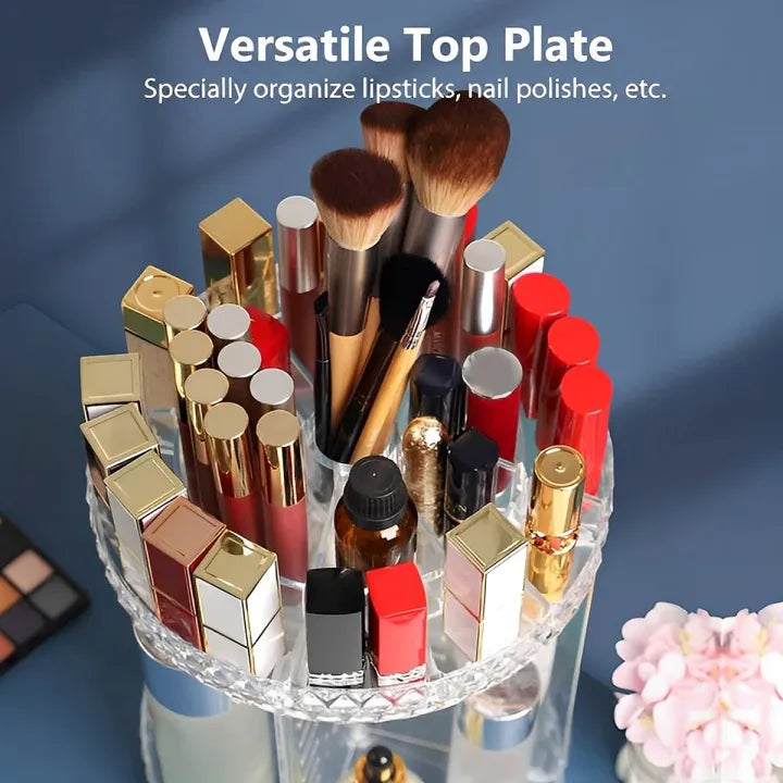 Multifunctional 360° Rotating Transparent Cosmetic and Jewelry Organizer