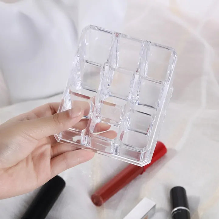 Clear Acrylic Lipstick Storage Box 9-Grids Makeup Organizer