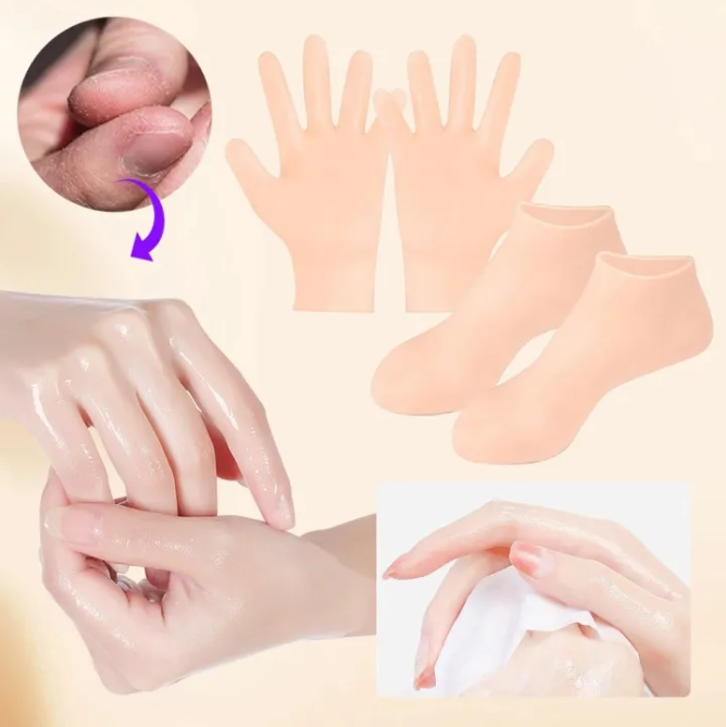 Pack of 2 Moisturizing Silicone Spa Gel Gloves & Socks