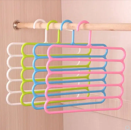 5 Layers Plastic Cloth Hanger Wardrobe Storage Organizer