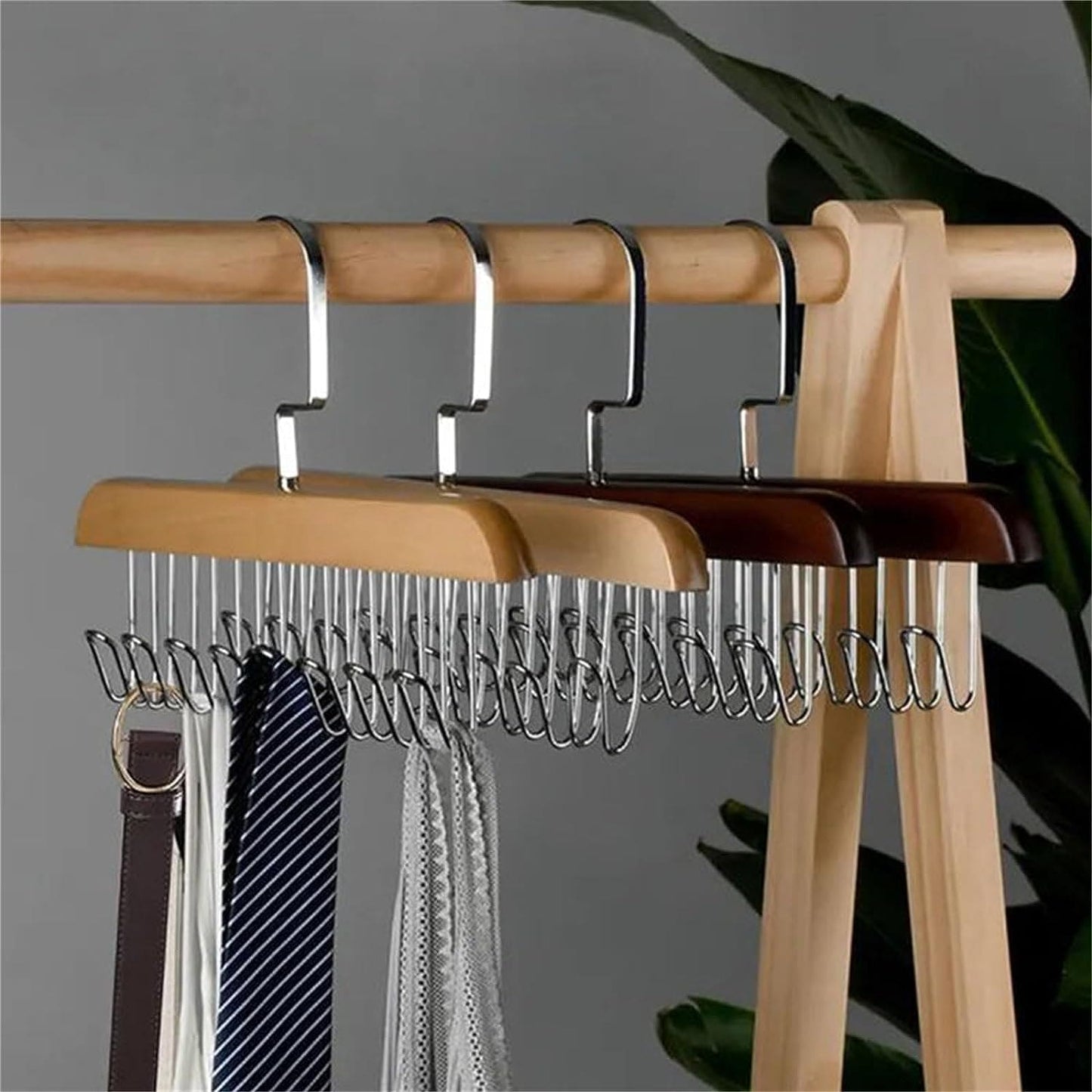 Wooden Suspender Hanger with 8 Hooks