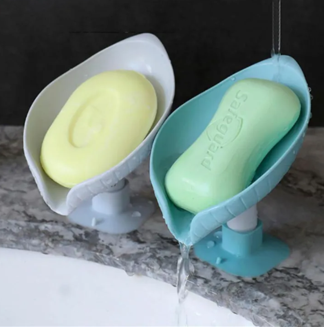 Leaf-Shaped Self-Draining Plastic Soap Holder