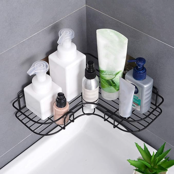 Wall-Mounted Metal Corner Storage Rack for Bathroom