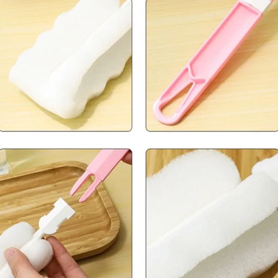 3Pcs Long-Handle Sponge Brush Set for Bottle & Cup Cleaning