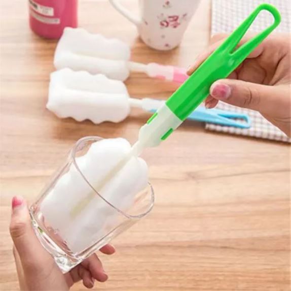 3Pcs Long-Handle Sponge Brush Set for Bottle & Cup Cleaning
