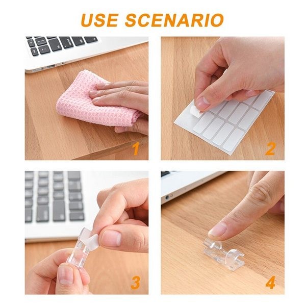 20 Pcs Transparent Self-Adhesive Cable Clips Organizer