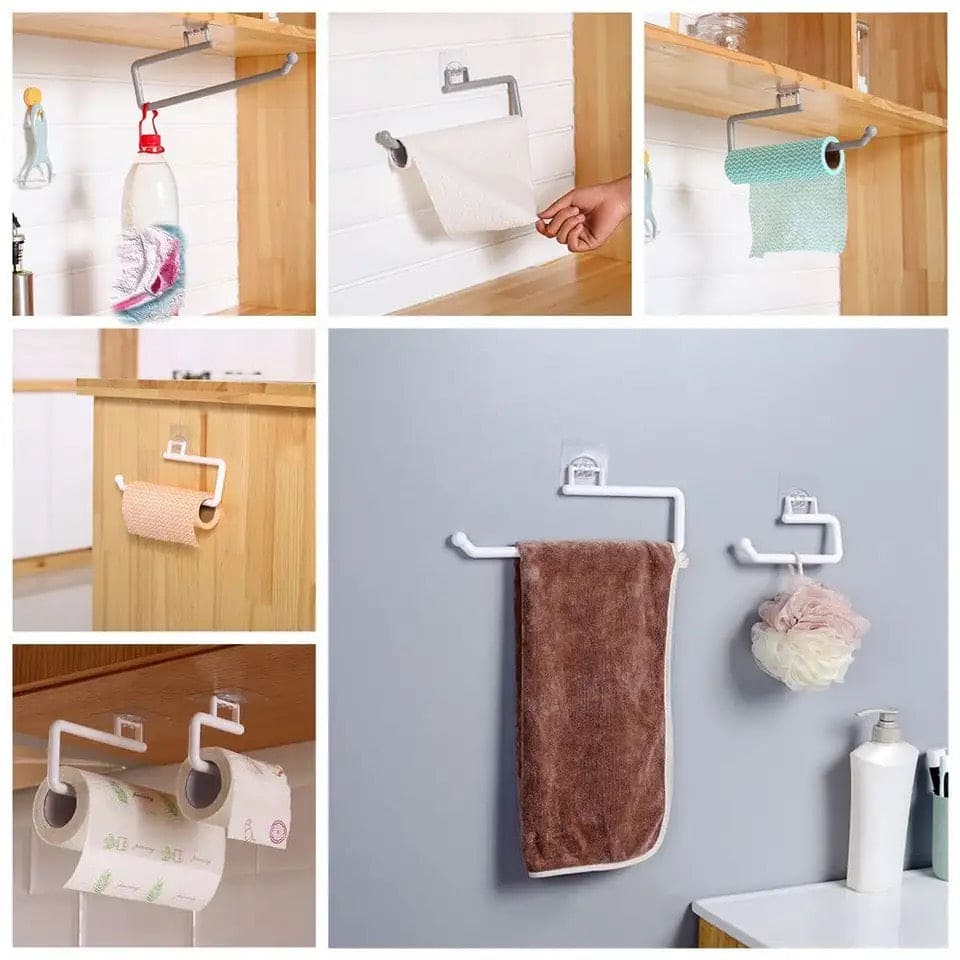 Wall-Mounted Towel and Tissue Holder Rack