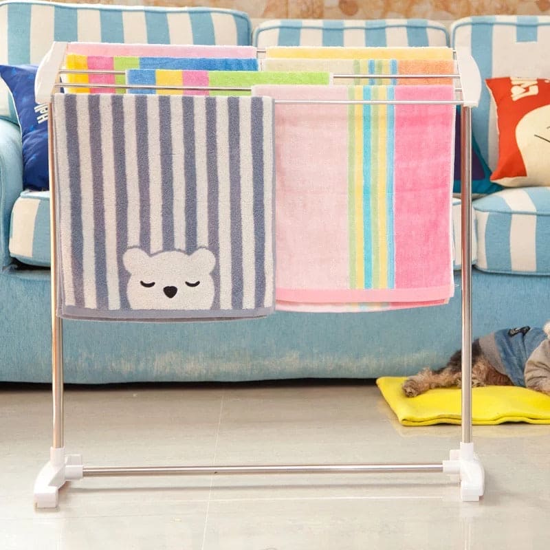 Folding Stainless Steel Towel Rack – Multifunctional Floor Stand