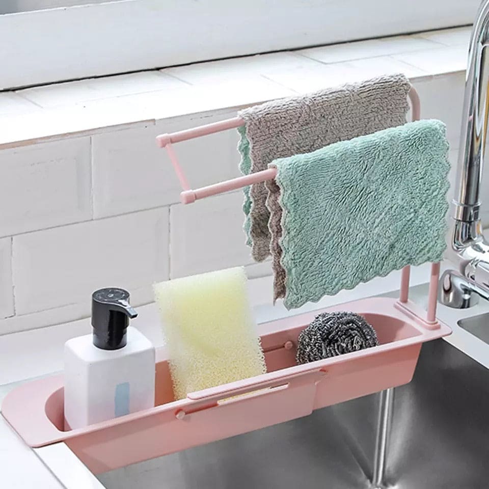 Adjustable Kitchen Sink Drain Basket Rack