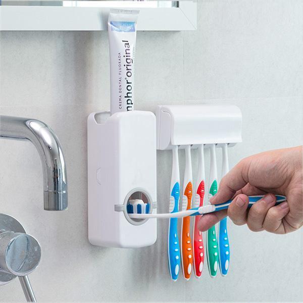 Automatic Toothpaste Dispenser & Toothbrush Holder Set