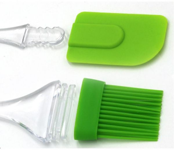Pack of 2 Silicone Spatula & BBQ Oil Brush with Acrylic Handle