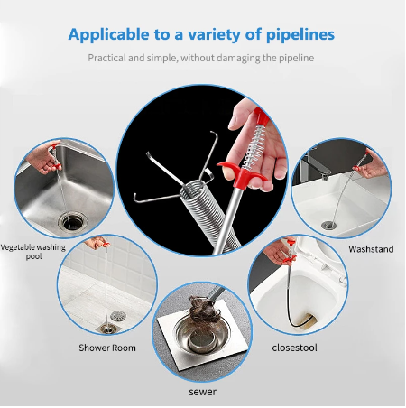 85cm Stainless Steel Bendable Drain Clog Remover with 4 Claws
