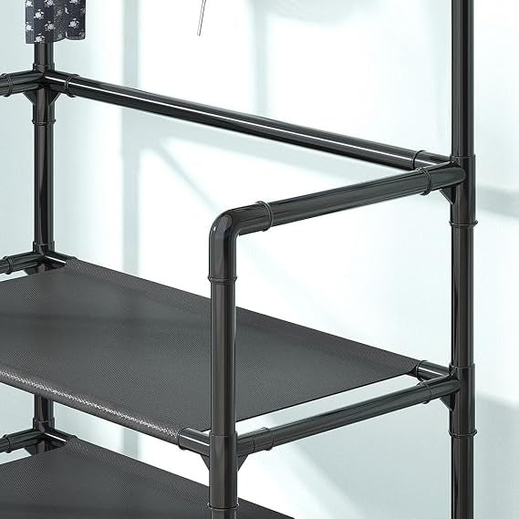5 Tier Shoe and Coat Rack with Hooks, Entryway Organizer with Hanging Space