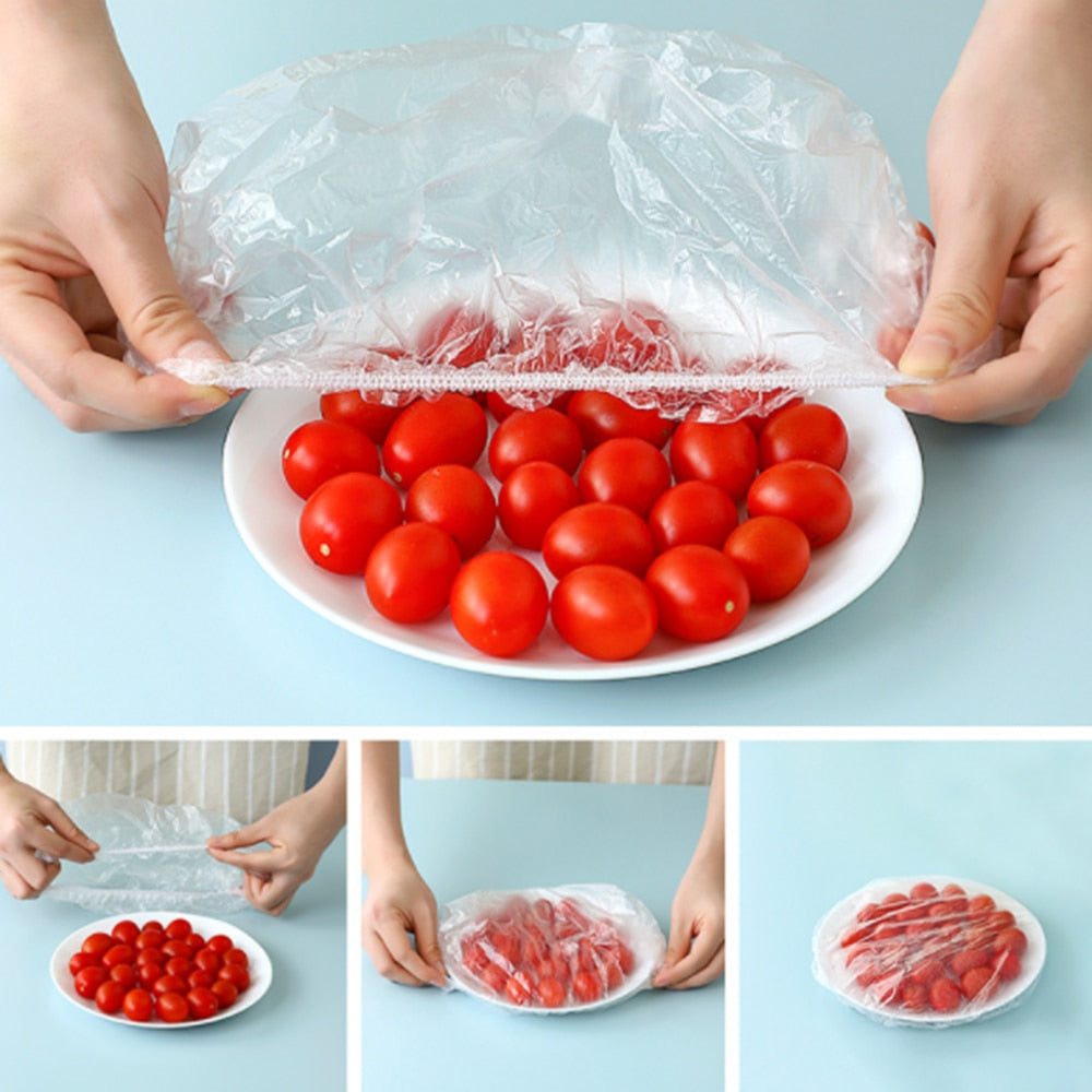 100Pcs Transparent Disposable Food Cover