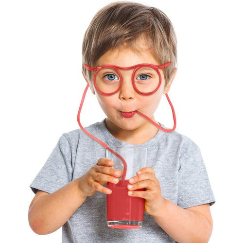 Drinking Eye Glasses Straw For Kids Soft Plastic Straw Funny Glasses - 1Pc