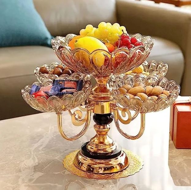 360 Degree Rotating Fruit Plates Creative Living Room Party Tray Stand