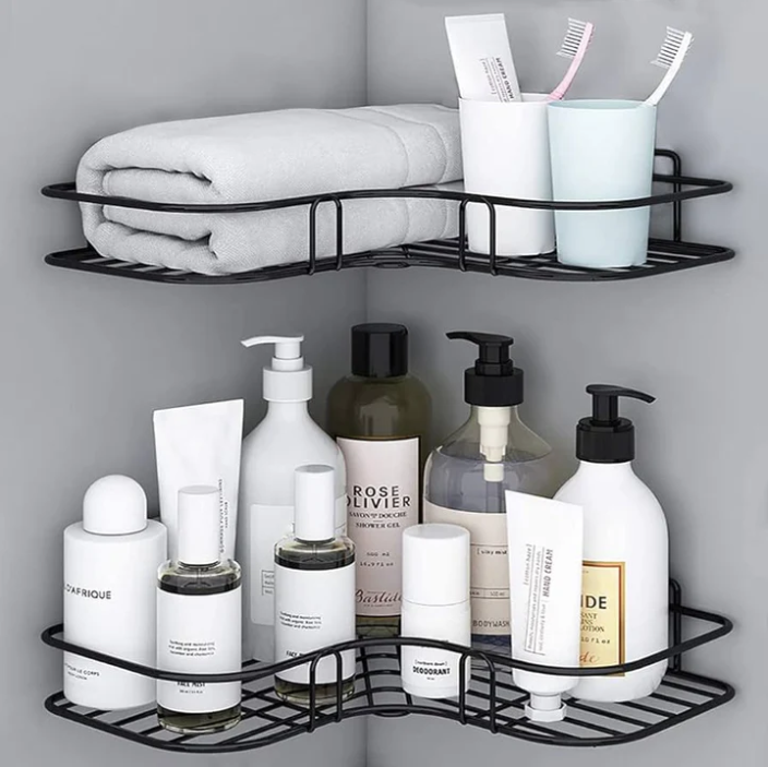 Wall-Mounted Metal Corner Storage Rack for Bathroom