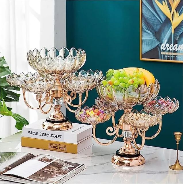 360 Degree Rotating Fruit Plates Creative Living Room Party Tray Stand
